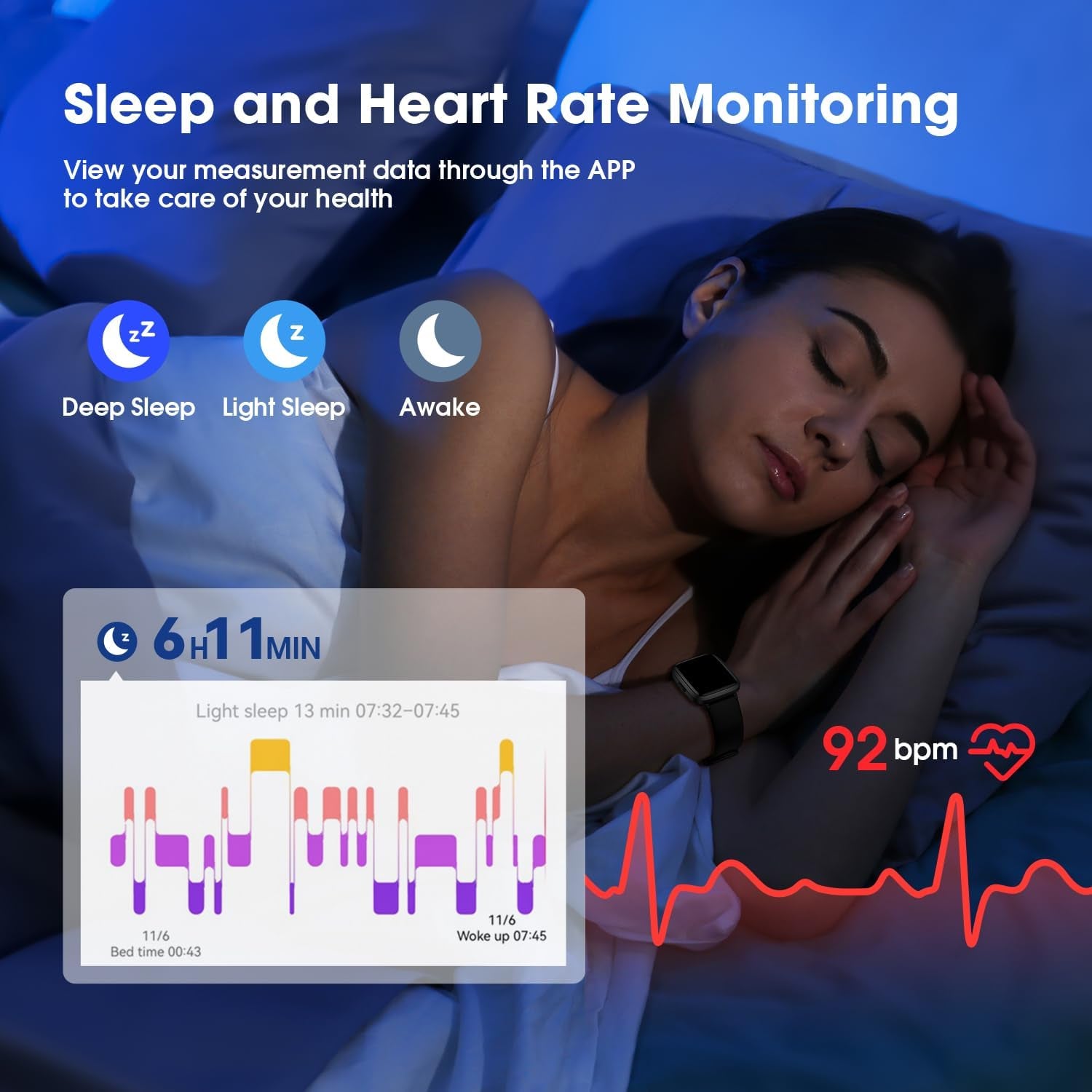 Fitness Tracker Heart Rate Monitor Watch