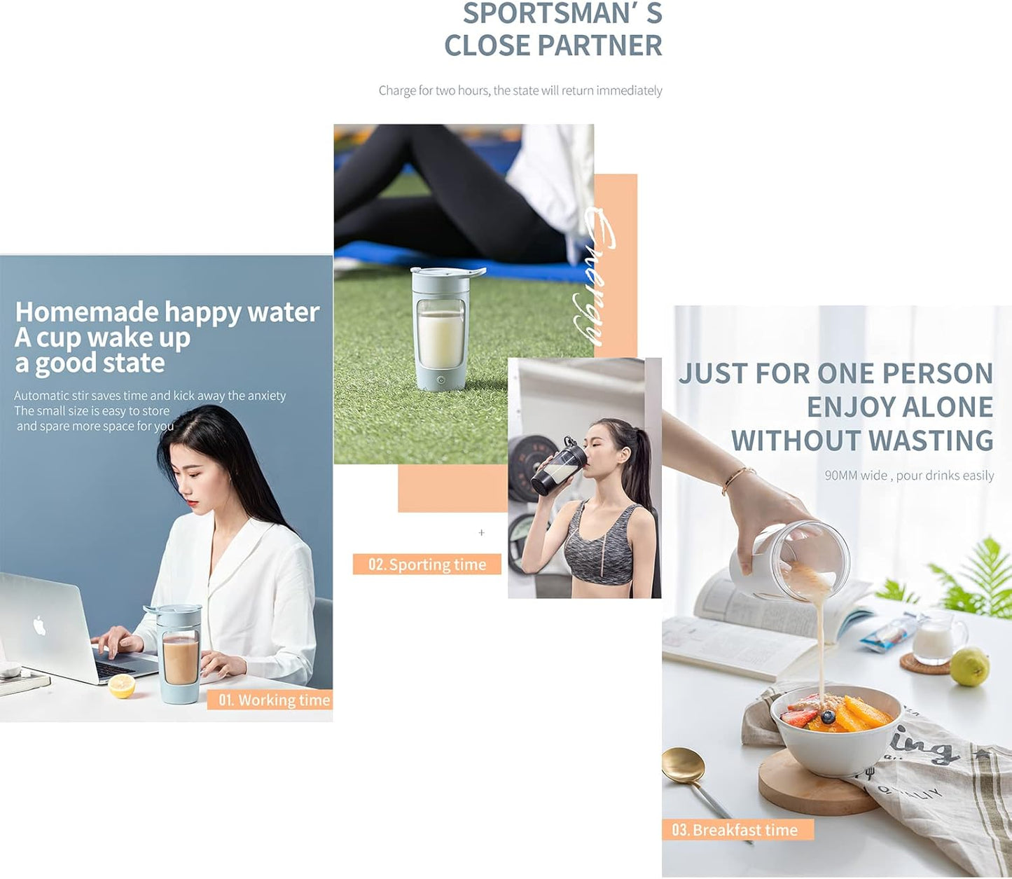 Electric Shaker Bottle, Blender Bottles for Protein Mixes, | Tritan | BPA Free| Portable Mixer Cup, Rechargeable Shake Cups and Meal Replacement Shakes, 22 Oz(Black)