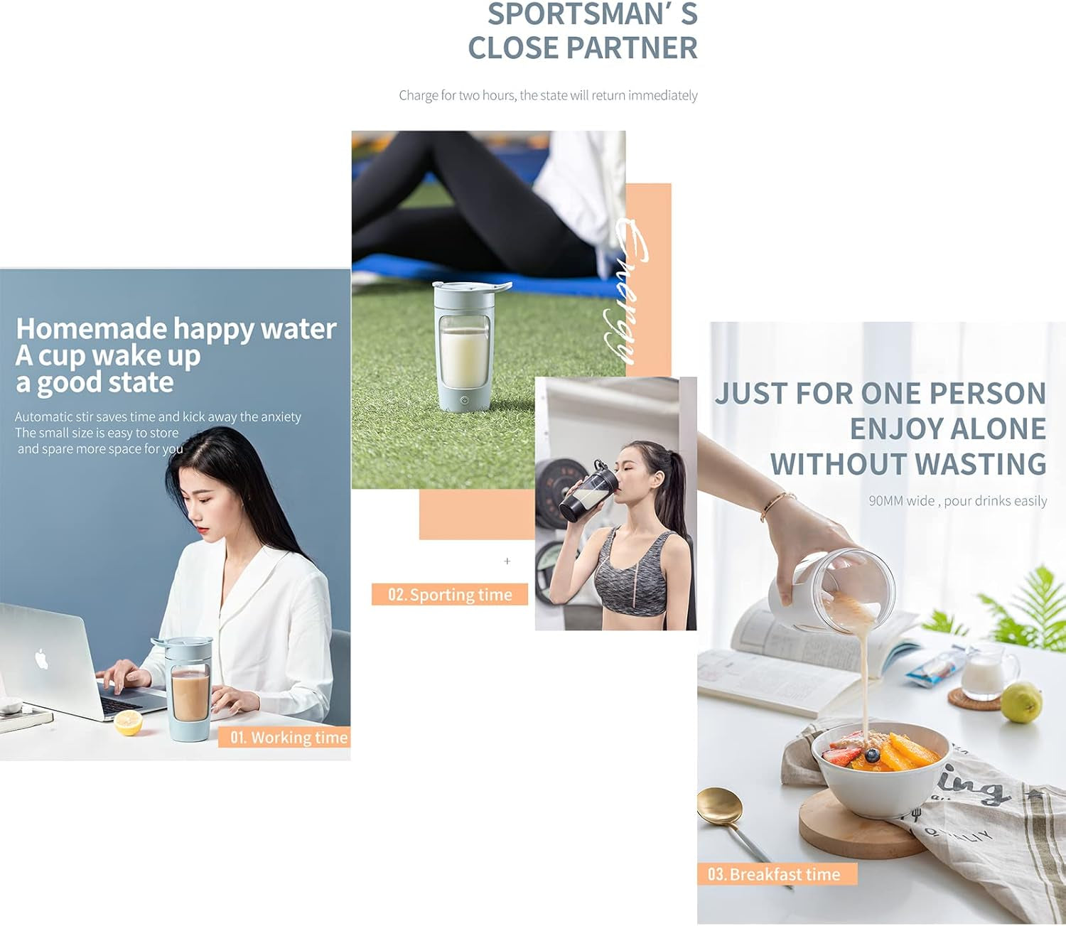 Electric Shaker Bottle, Blender Bottles for Protein Mixes, | Tritan | BPA Free| Portable Mixer Cup, Rechargeable Shake Cups and Meal Replacement Shakes, 22 Oz(Black)