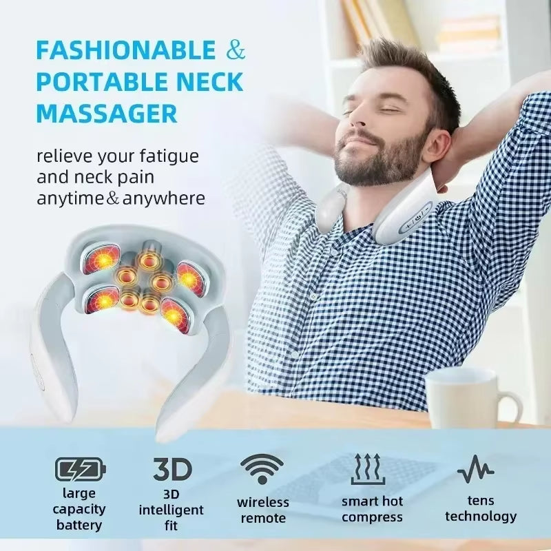 Revolutionary Smart Neck Massager: Soothing Cervical Vibrator with Heating and Magnetic Pulse Technology for Ultimate Pain Relief