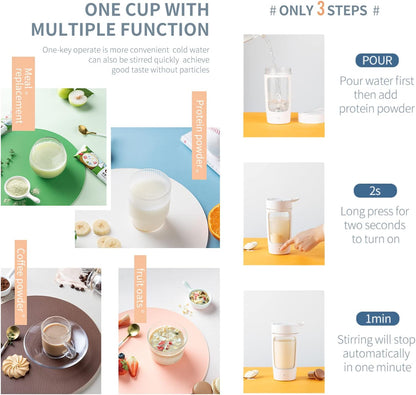 Electric Shaker Bottle, Blender Bottles for Protein Mixes, | Tritan | BPA Free| Portable Mixer Cup, Rechargeable Shake Cups and Meal Replacement Shakes, 22 Oz(Black)