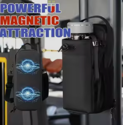 Magnetic Gym Bag for Men and Women,Water Bottle Bag with Phone Pockets & Shoulder Strap,Powerful Magnet Gym Pouch,Magnetic Bag for Sports,Work(Black)