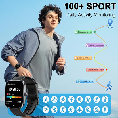 HD touchscreen fitness tracker smartwatch