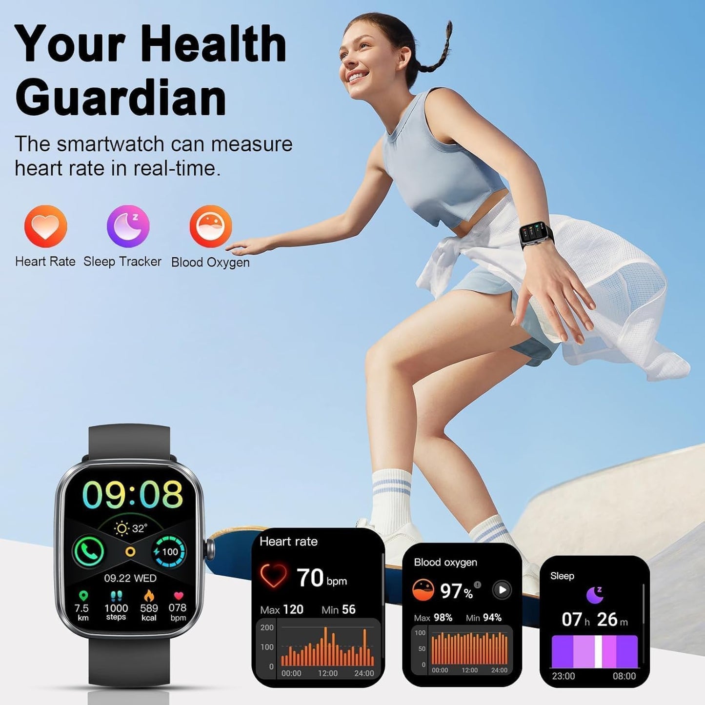 HD Touchscreen Fitness Tracker Smartwatch